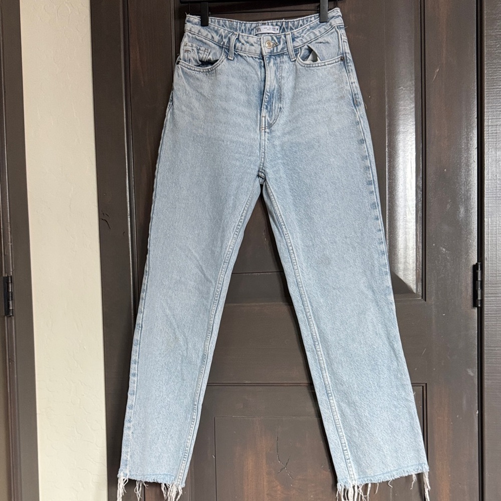 Zara Light Blue Straight Leg Jeans